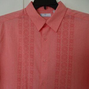 Cafe Luna Mens S/S Coral Retro Mexican Wedding Hawaiian Resort Shirt NWOT - M